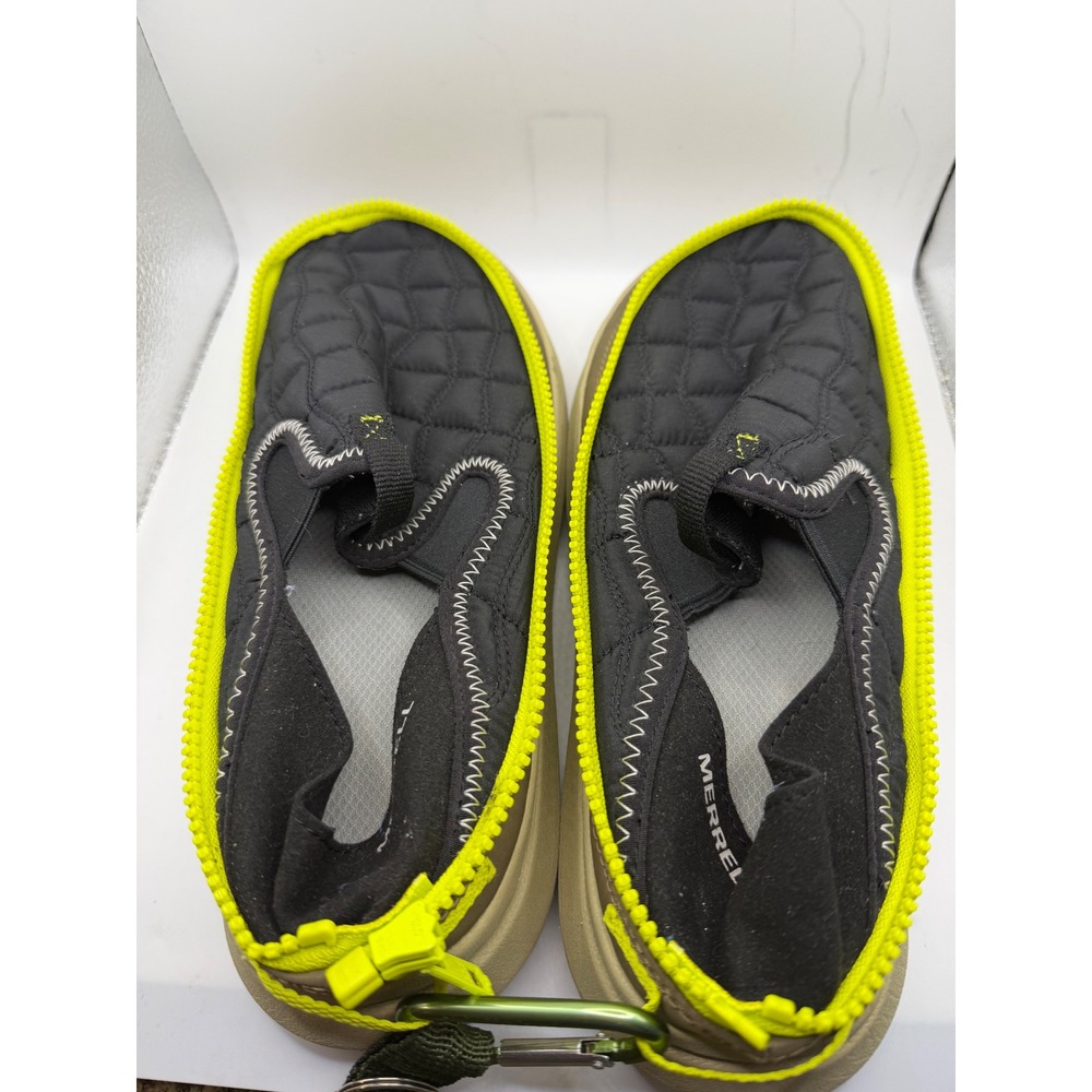 Merrell Hut Moc 2 Packable Quilted Slip On Camp Shoes Black Neon Yellow Mens 10